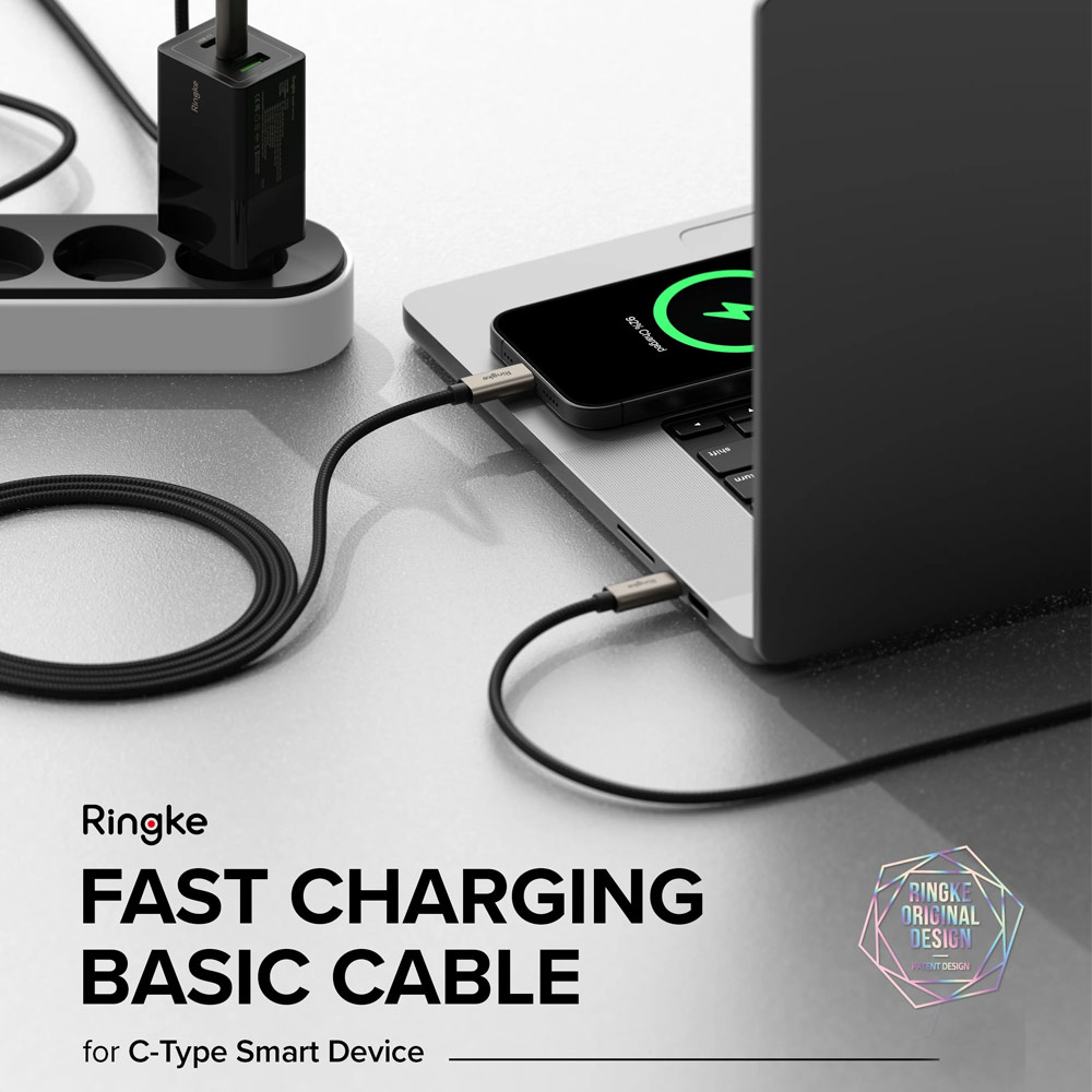Picture of Ringke 60W PD3.0 480Mbps Fast Charge Charging Basic Cable USB C to USB C (Grey 100cm)