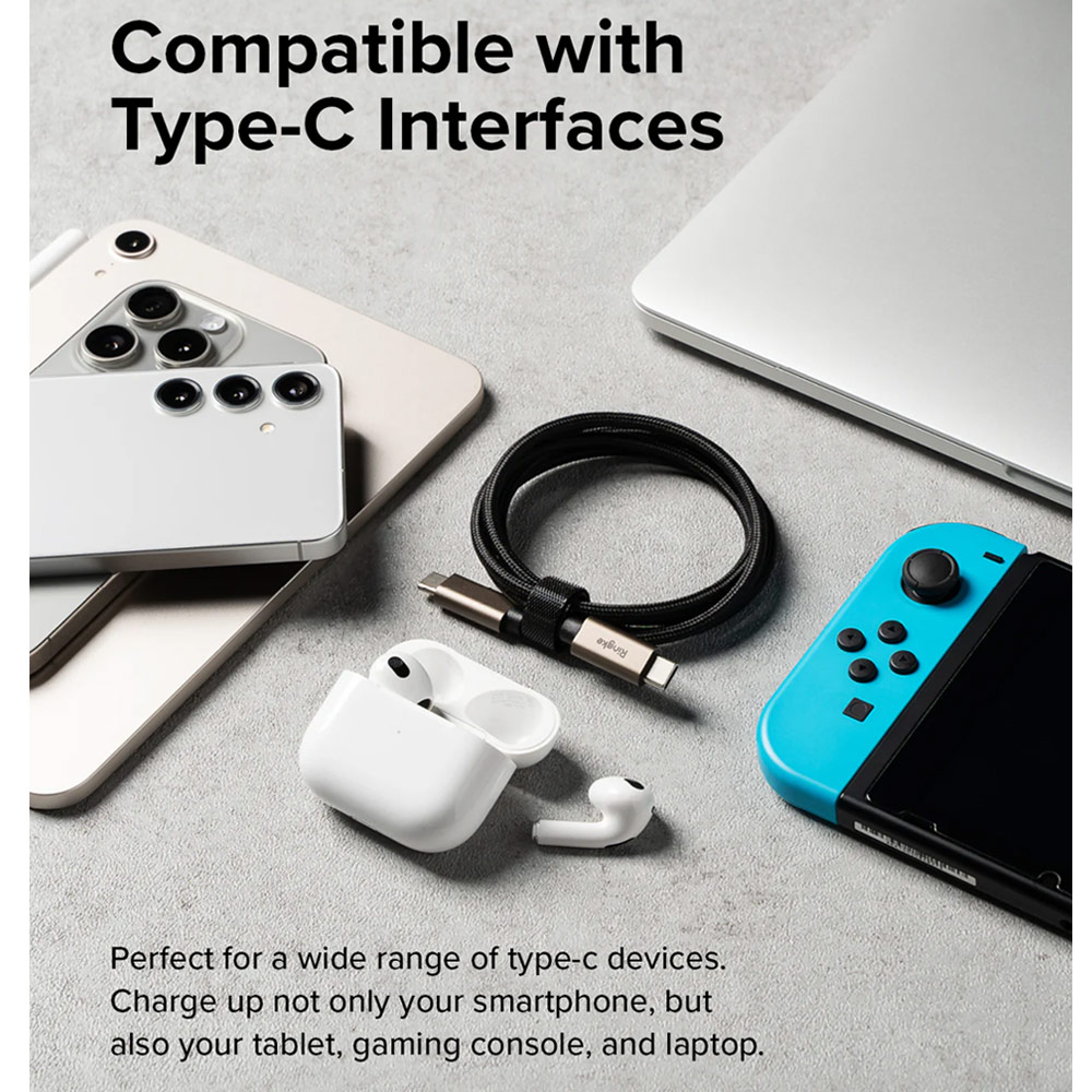 Picture of Ringke 60W PD3.0 480Mbps Fast Charge Charging Basic Cable USB C to USB C (Grey 100cm)