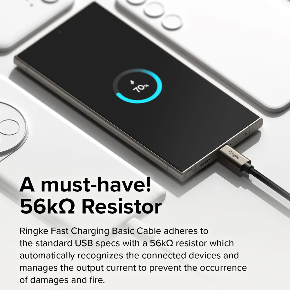 Picture of Ringke 60W PD3.0 480Mbps Fast Charge Charging Basic Cable USB C to USB C (Grey 100cm)