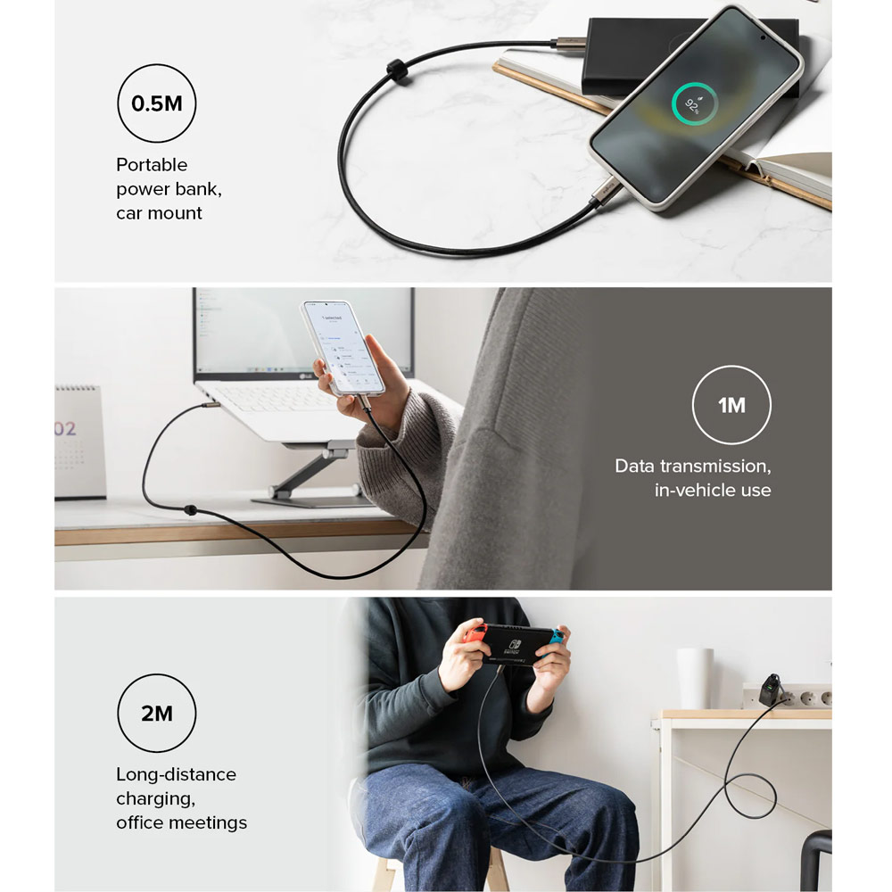 Picture of Ringke 60W PD3.0 480Mbps Fast Charge Charging Basic Cable USB C to USB C (Grey 100cm)