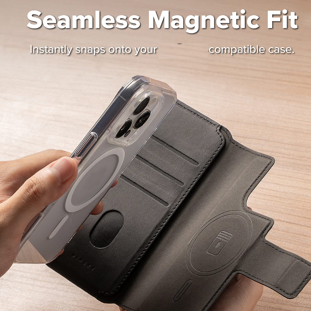 Picture of Apple iPhone 15 6.1  | Ringke Folio Grip Wallet Magnetic Flip Cover Card Holder for iPhone 16 Pro iPhone 16  (Black)