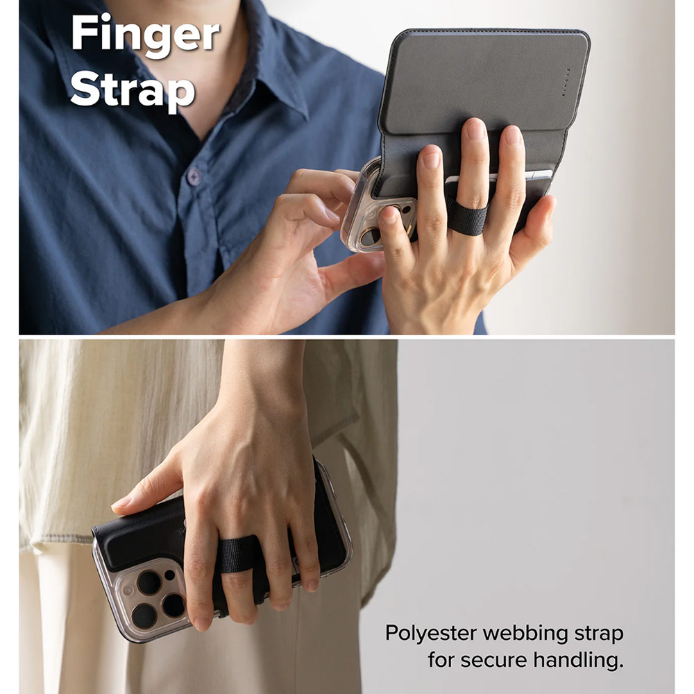 Picture of Apple iPhone 15 6.1  | Ringke Folio Grip Wallet Magnetic Flip Cover Card Holder for iPhone 16 Pro iPhone 16  (Black)