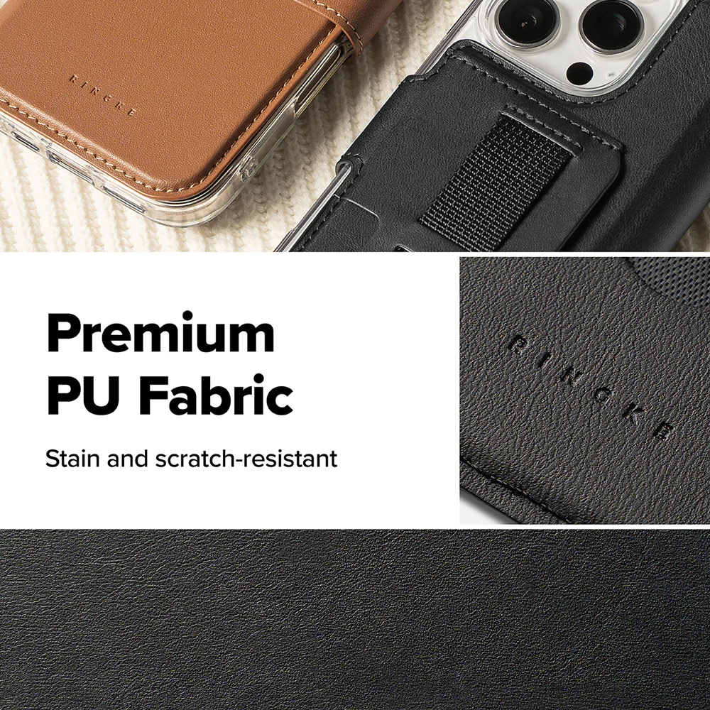 Picture of Apple iPhone 15 6.1  | Ringke Folio Grip Wallet Magnetic Flip Cover Card Holder for iPhone 16 Pro iPhone 16  (Black)