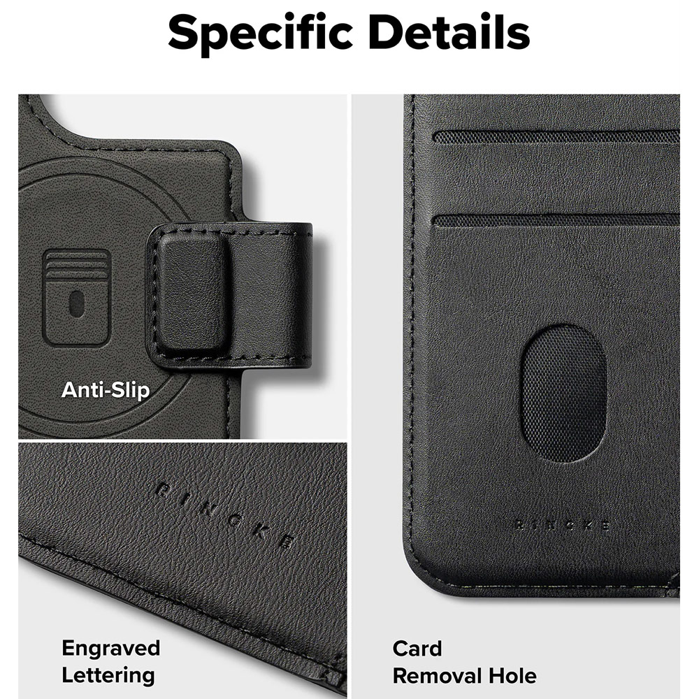 Picture of Apple iPhone 15 6.1  | Ringke Folio Grip Wallet Magnetic Flip Cover Card Holder for iPhone 16 Pro iPhone 16  (Black)