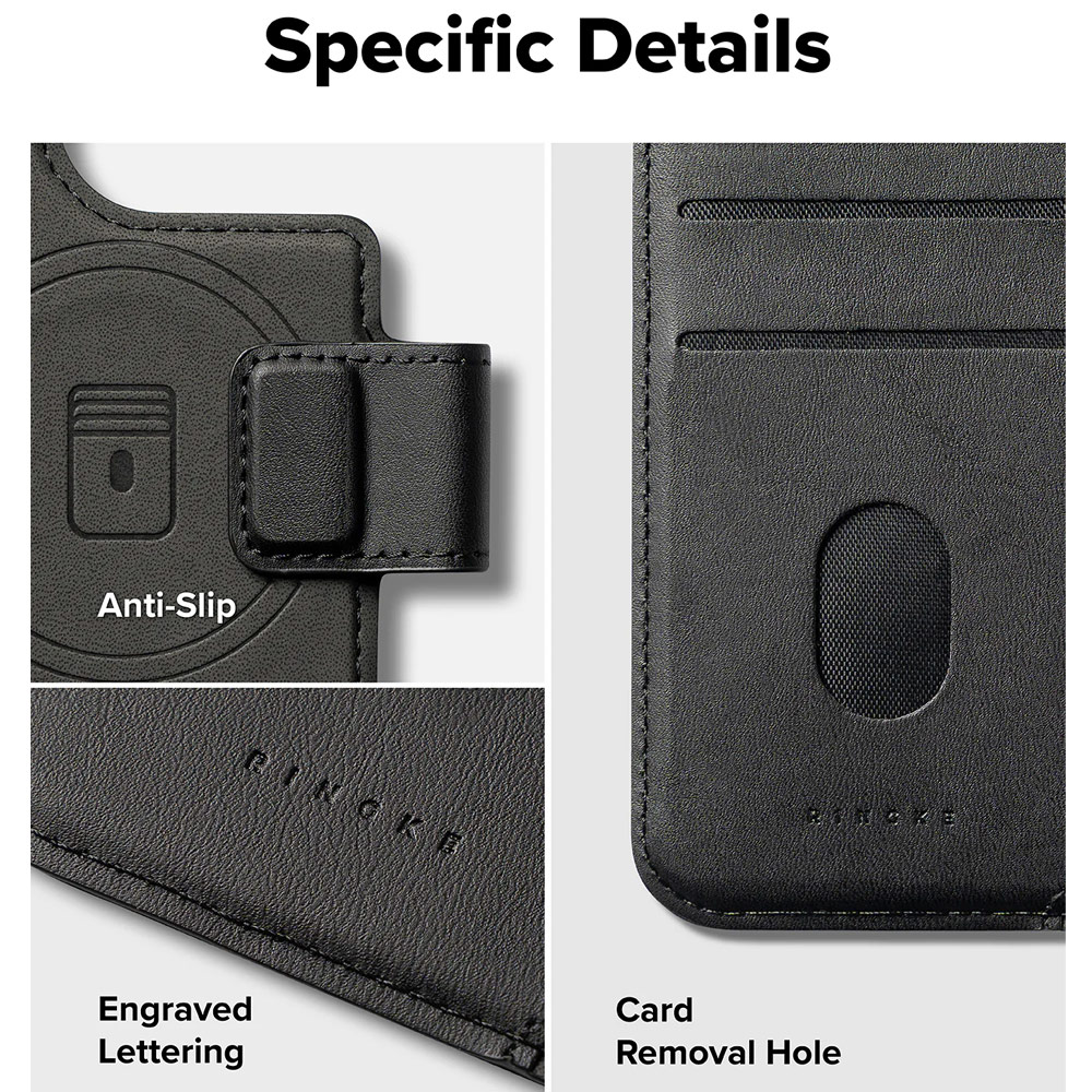 Picture of Apple iPhone 15 Plus 6.7  | Ringke Folio Grip Wallet Magnetic Flip Cover Card Holder for iPhone 16 Pro Max iPhone 16 Plus (Black)