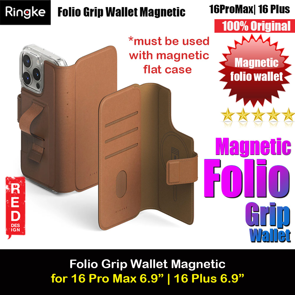 Picture of Ringke Folio Grip Wallet Magnetic Flip Cover Card Holder for iPhone 16 Pro Max iPhone 16 Plus (Brown) Apple iPhone 15 Plus 6.7- Apple iPhone 15 Plus 6.7 Cases, Apple iPhone 15 Plus 6.7 Covers, iPad Cases and a wide selection of Apple iPhone 15 Plus 6.7 Accessories in Malaysia, Sabah, Sarawak and Singapore 