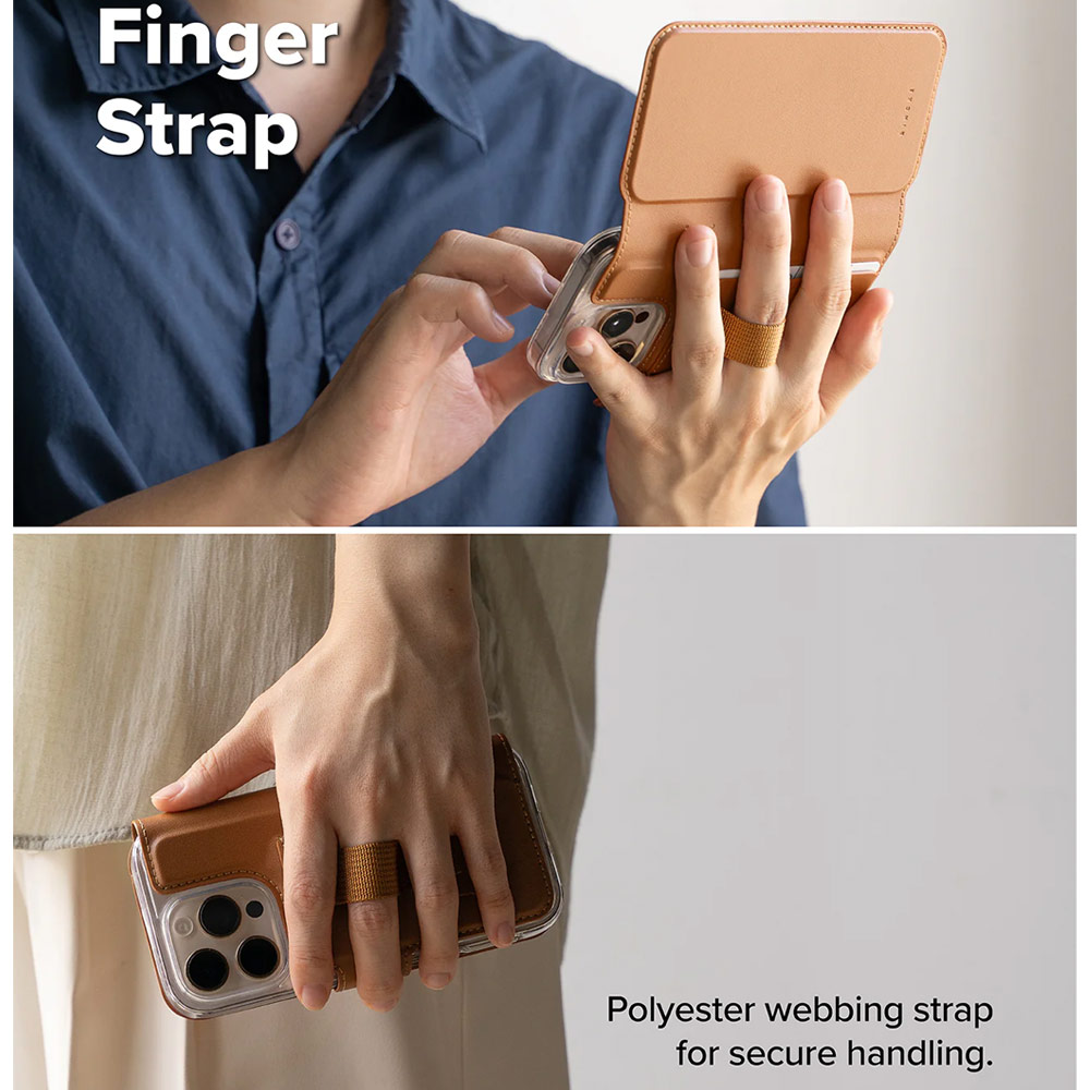 Picture of Apple iPhone 15 Plus 6.7 | Ringke Folio Grip Wallet Magnetic Flip Cover Card Holder for iPhone 16 Pro Max iPhone 16 Plus (Brown)