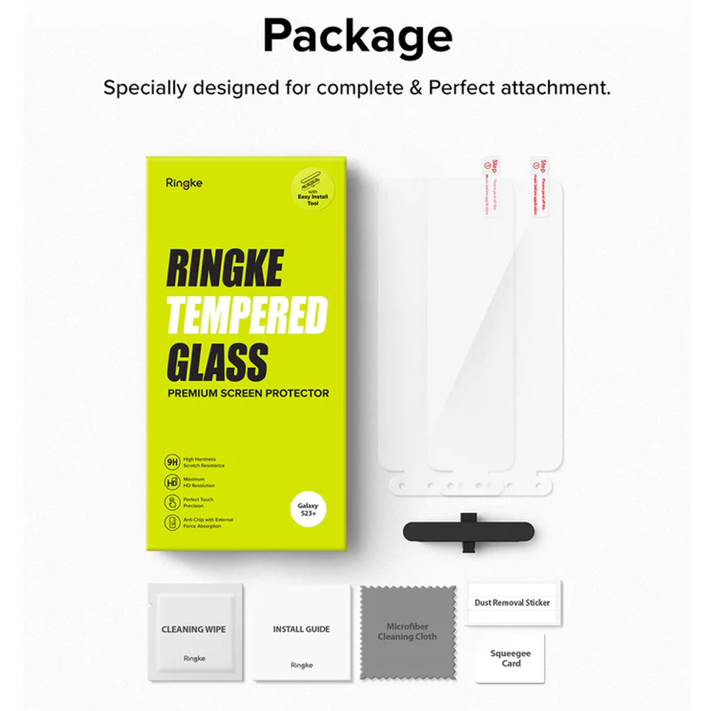 Picture of Samsung Galaxy S23 Plus Screen Protector | Ringke Full Cover Glass Tempered Glass Screen Protector with Installation Jig Tool for Samsung Galaxy S23 Plus (2pcs)