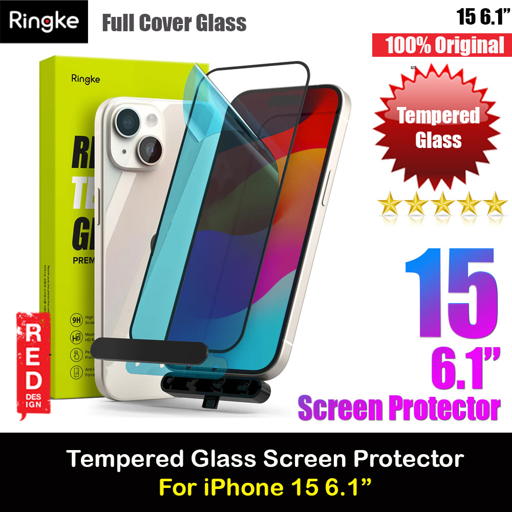 Picture of Ringke Tempered Glass Full Cover Glass Screen Protector with Installation Jig Helper for iPhone 15 6.1 (Black) Apple iPhone 15 6.1- Apple iPhone 15 6.1 Cases, Apple iPhone 15 6.1 Covers, iPad Cases and a wide selection of Apple iPhone 15 6.1 Accessories in Malaysia, Sabah, Sarawak and Singapore 