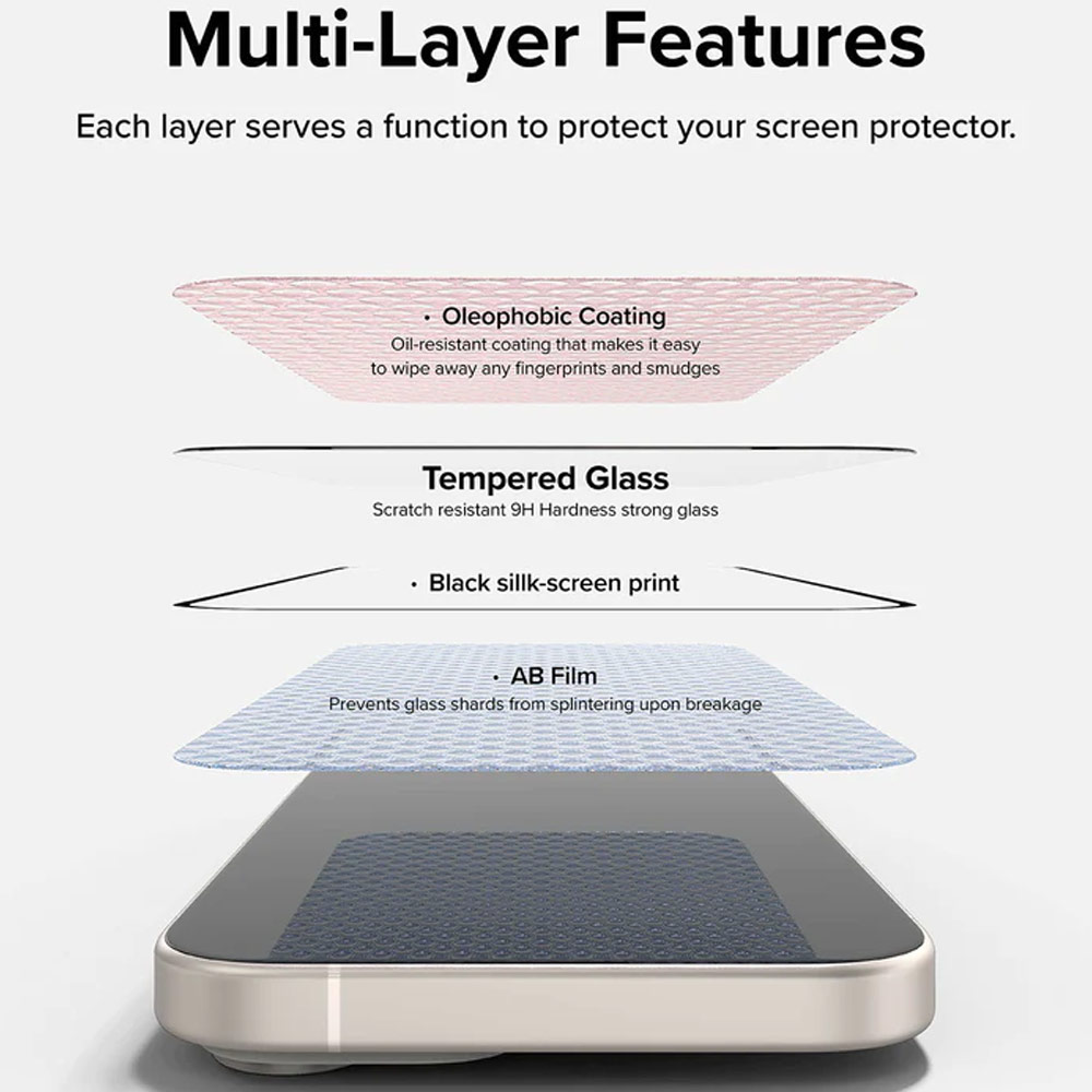 Picture of Apple iPhone 15 6.1 Screen Protector | Ringke Tempered Glass Full Cover Glass Screen Protector with Installation Jig Helper for iPhone 15 6.1 (Black)