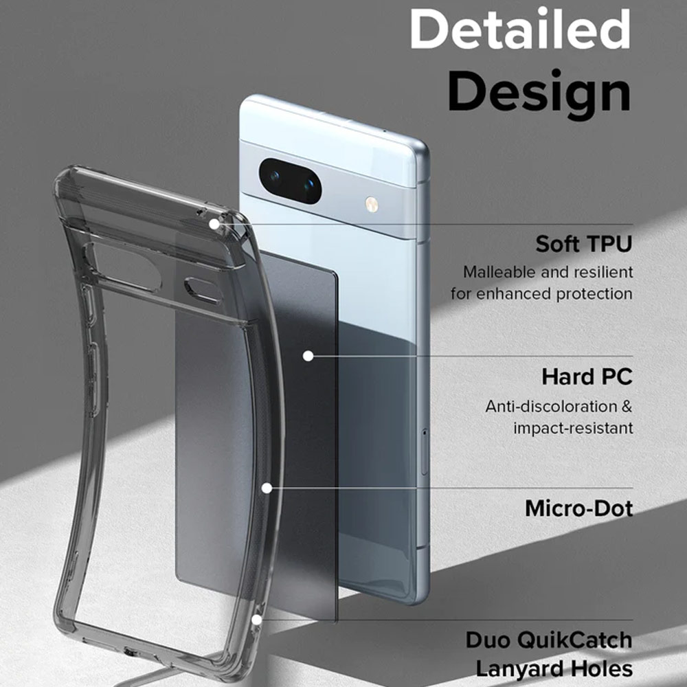 Picture of Google Pixel 7a  | Ringke Fusion Hybrid Clear Protection for Google Pixel 7a (Matte Smoke Black)