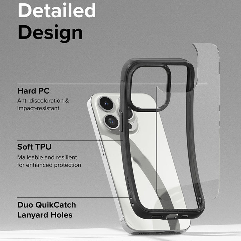 Picture of Apple iPhone 15 Pro 6.1 Case | Ringke Fusion Bold Anti Yellow Back Plate Drop Protection Case for Apple iPhone 15 Pro 6.1 (Black)