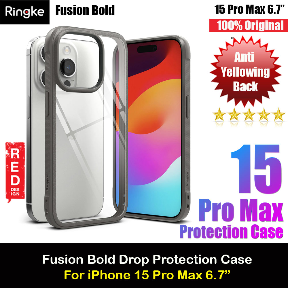 Picture of Ringke Fusion Bold Anti Yellow Back Plate Drop Protection Case for Apple iPhone 15 Pro Max 6.7 (Gray) Apple iPhone 15 Pro Max 6.7- Apple iPhone 15 Pro Max 6.7 Cases, Apple iPhone 15 Pro Max 6.7 Covers, iPad Cases and a wide selection of Apple iPhone 15 Pro Max 6.7 Accessories in Malaysia, Sabah, Sarawak and Singapore 