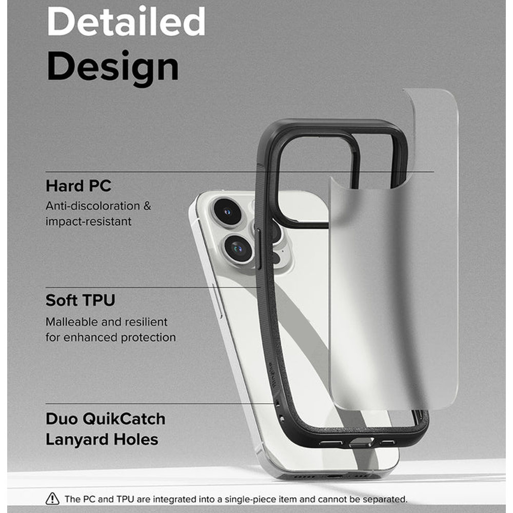 Picture of Apple iPhone 15 Pro 6.1 Case | Ringke Fusion Bold Anti Yellow Back Plate Drop Protection Case for Apple iPhone 15 Pro 6.1 (Matte Gray)
