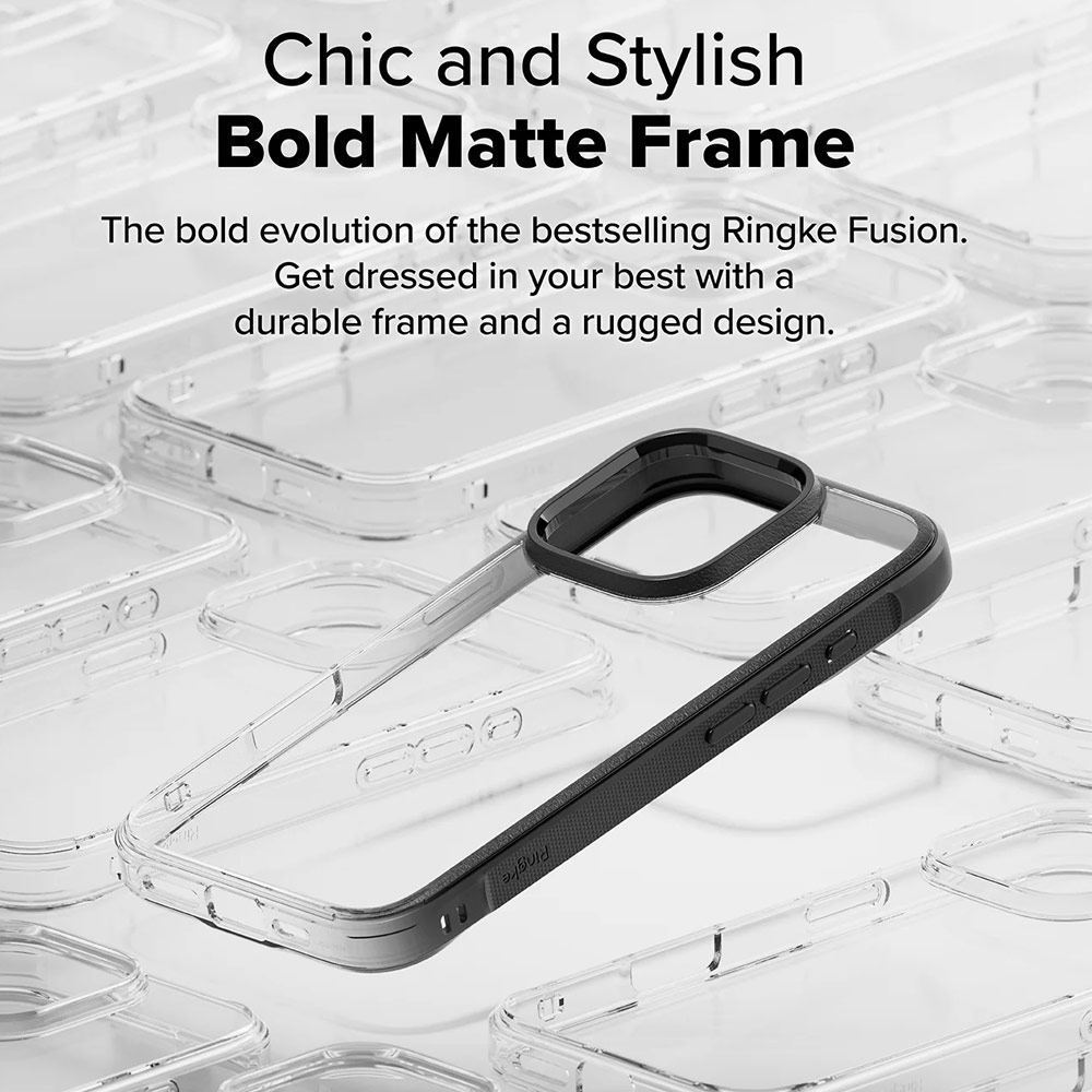 Picture of Apple iPhone 16 Pro 6.3 Case | Ringke Fusion Bold Anti Yellow Back Plate Drop Protection Case for Apple iPhone 16 Pro 6.3 (Black)