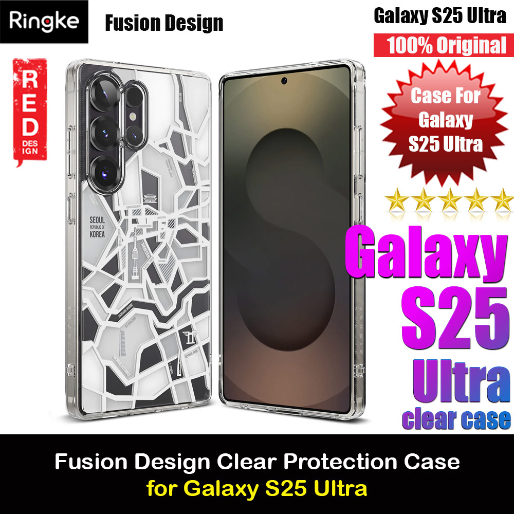 Picture of Ringke Fusion Design Transparent Protection Case for Samsung Galaxy S25 Ultra (Seoul Map White) Samsung Galaxy S25 Ultra- Samsung Galaxy S25 Ultra Cases, Samsung Galaxy S25 Ultra Covers, iPad Cases and a wide selection of Samsung Galaxy S25 Ultra Accessories in Malaysia, Sabah, Sarawak and Singapore 