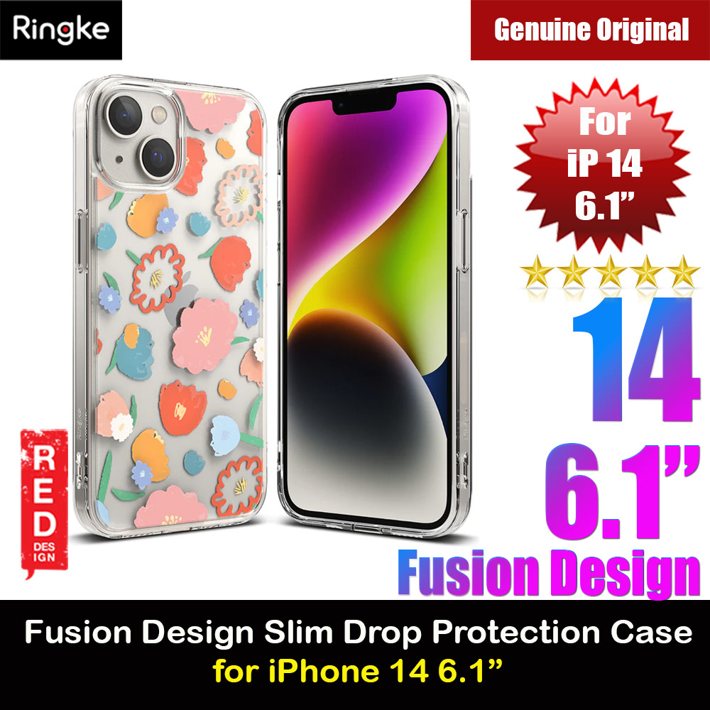Picture of Apple iPhone 14 6.1 Case | Ringke Fusion Design Female Modern Women Girl Trendy Design Slim Drop Protection Case for iPhone 14 6.1 (Floral)