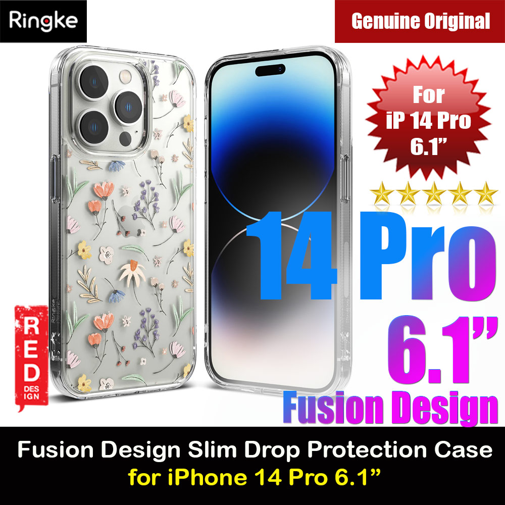 Picture of Apple iPhone 14 Pro 6.1 Case | Ringke Fusion Design Female Modern Women Girl Trendy Design Slim Drop Protection Case for iPhone 14 Pro 6.1 (Dry Flowers)