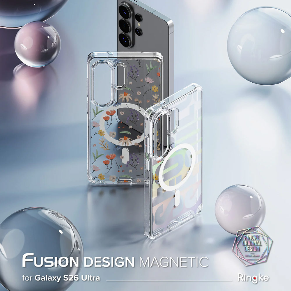 Picture of Samsung Galaxy S26 Ultra Case | Ringke Fusion Design Magnetic Transparent Protection Case for Samsung Galaxy S26 Ultra (Dry Flower)