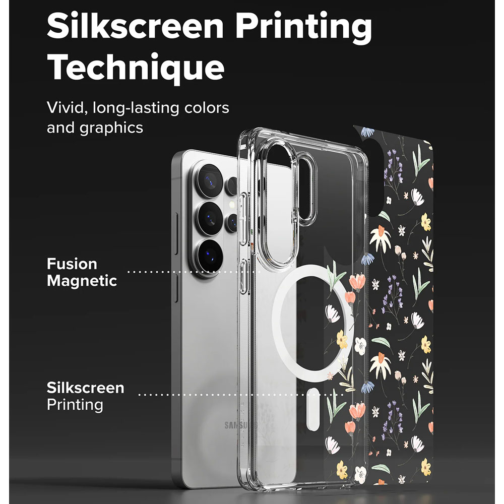 Picture of Samsung Galaxy S26 Ultra Case | Ringke Fusion Design Magnetic Transparent Protection Case for Samsung Galaxy S26 Ultra (Dry Flower)
