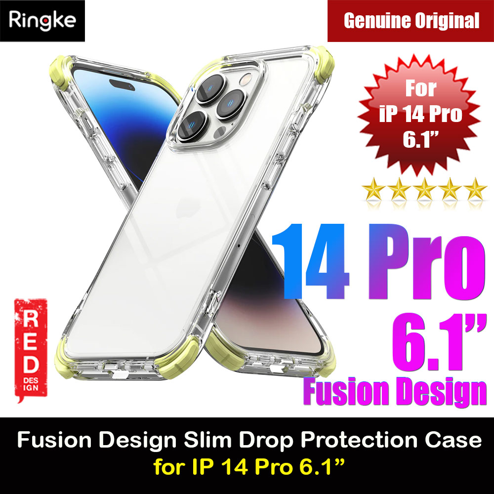 Picture of Apple iPhone 14 Pro 6.1 Case | Ringke Fusion Plus Corner Bumper Absorbs Shock Drop Protection Case for iPhone 14 Pro 6.1 (Clear Lime Glow)