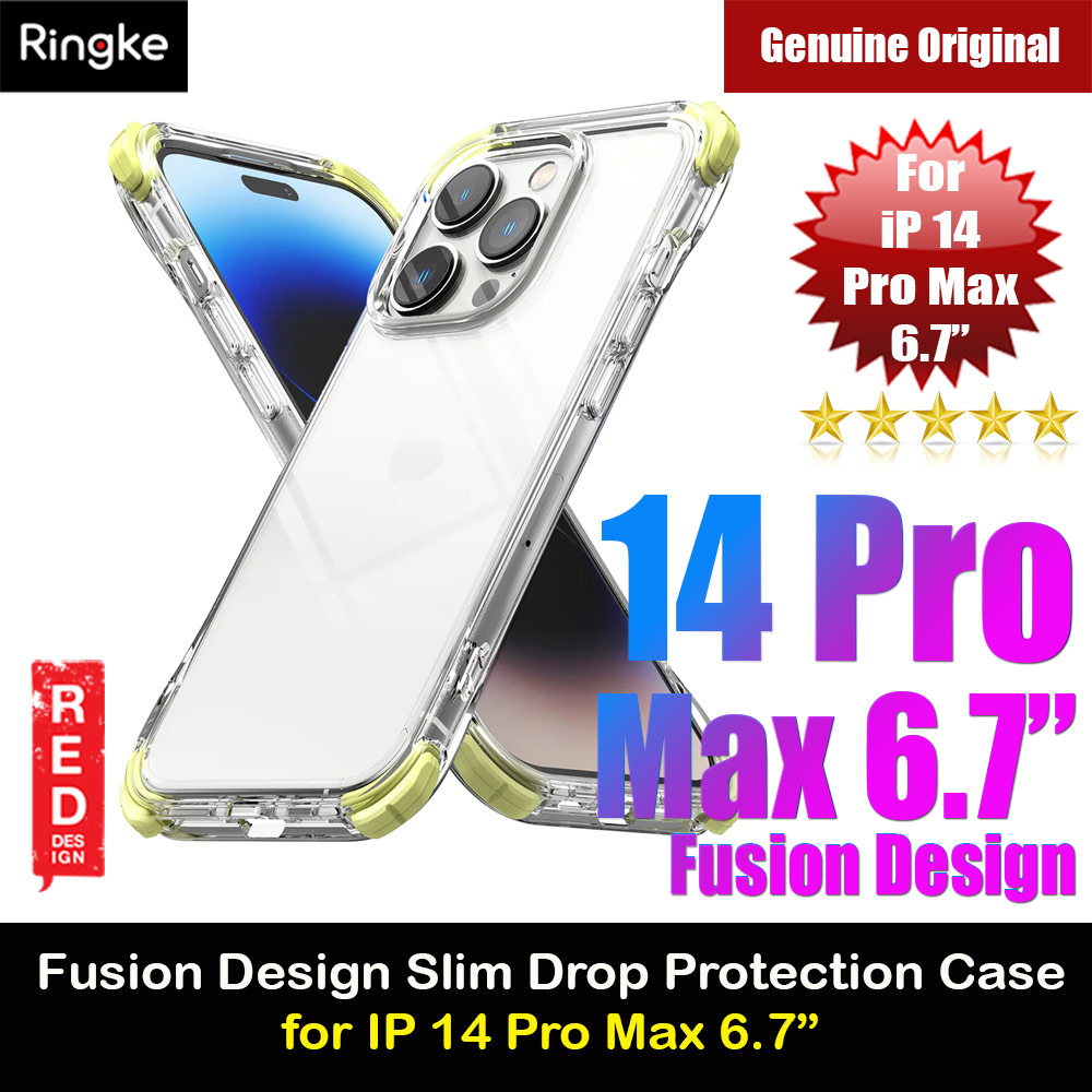 Picture of Apple iPhone 14 Pro Max 6.7 Case | Ringke Fusion Plus Corner Bumper Absorbs Shock Drop Protection Case for iPhone 14 Pro Max 6.7 (Clear Lime Glow)