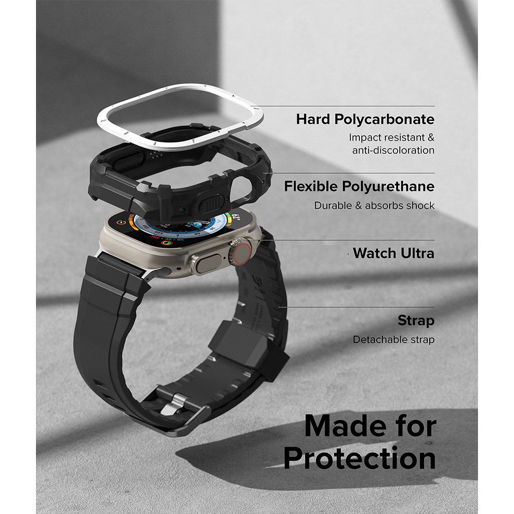 Picture of Apple Watch 49mm	Ultra Case | Ringke Fusion X Guard Sporty Case and Strap for Apple Watch Series 8 49mm Ultra Case (White)