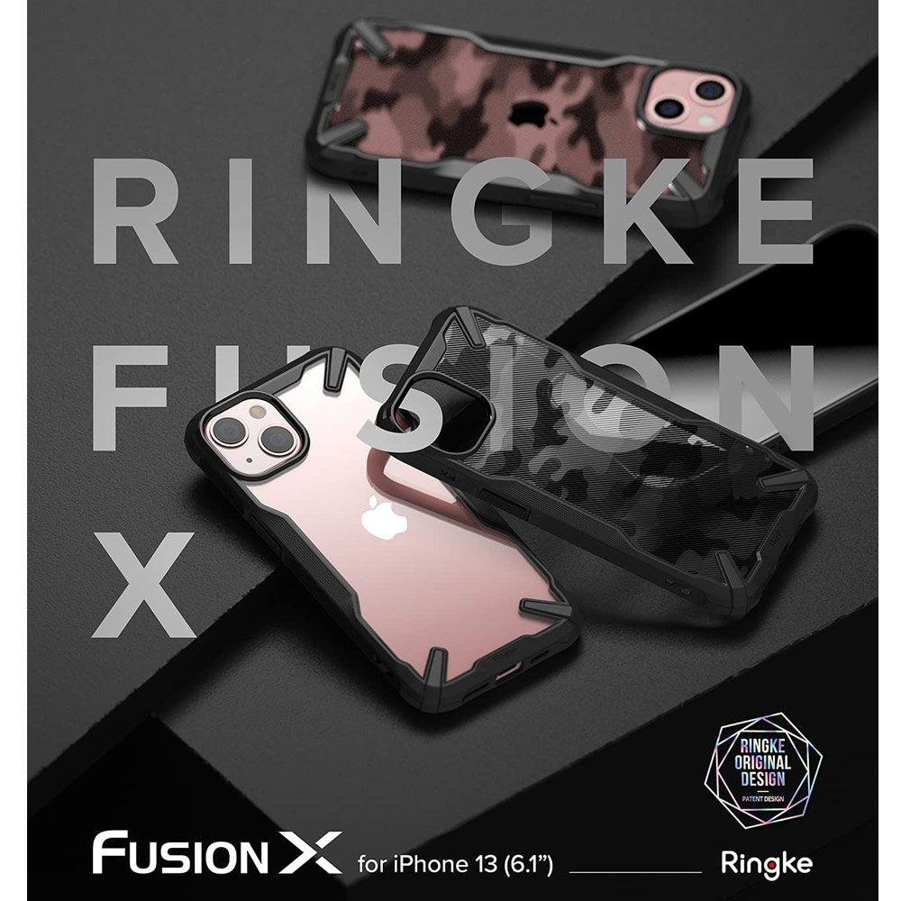 Picture of Apple iPhone 13 6.1 Case | Ringke Fusion X Protection Case for Apple iPhone 13 6.1 (Camo Black)