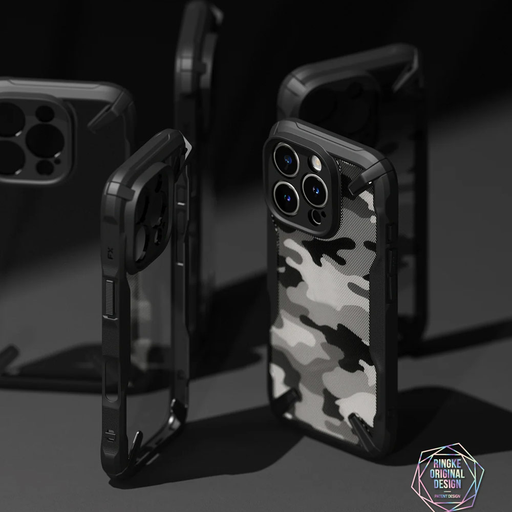 Picture of Apple iPhone 16 Pro Max 6.9 Case | Ringke Fusion X Hybrid PC and TPU Frame Drop Protection Case for Apple iPhone 16 Pro Max 6.9 (Camo Black)