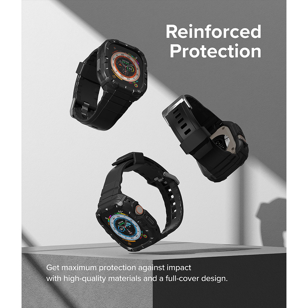 Picture of Apple Watch 49mm	Ultra 3 Case | Ringke Fusion X Guard Protection Case Strap Band for Apple Watch Ultra 49mm (Black White Index)