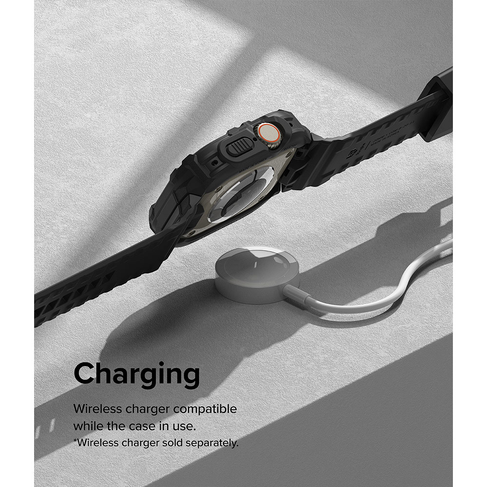 Picture of Apple Watch 49mm	Ultra 3 Case | Ringke Fusion X Guard Protection Case Strap Band for Apple Watch Ultra 49mm (Black White Index)