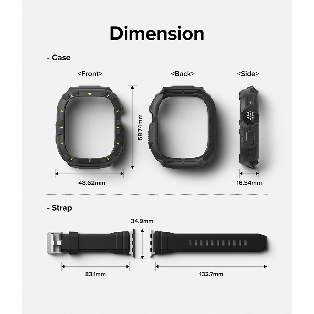 Picture of Apple Watch 49mm	Ultra 3 Case | Ringke Fusion X Guard Protection Case Strap Band for Apple Watch Ultra 49mm (Black Yellow Index)