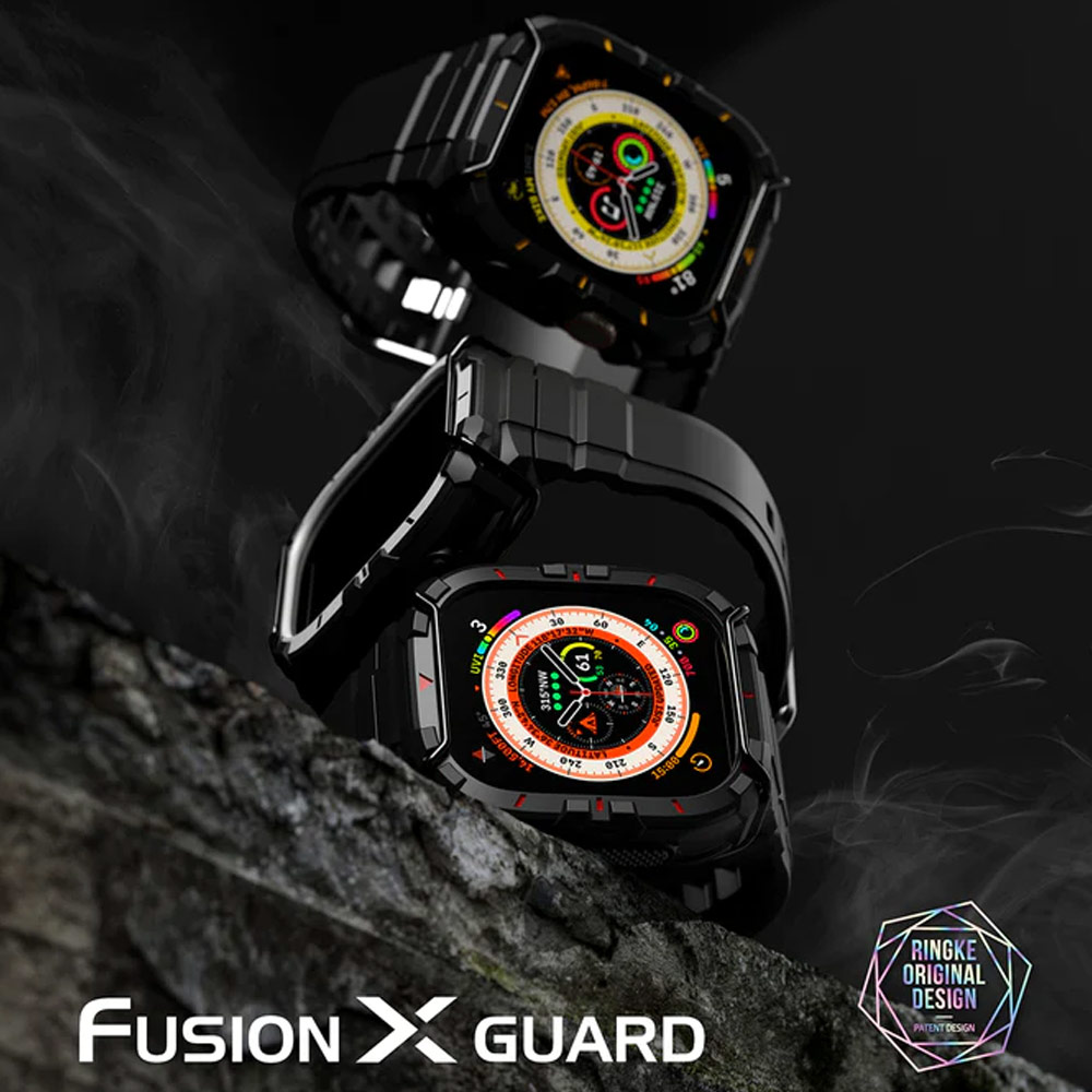 Picture of Apple Watch 49mm Ultra 3 Case | Ringke Fusion X Guard Protection Case Strap Band for Apple Watch Ultra 49mm (Black Index Wired)