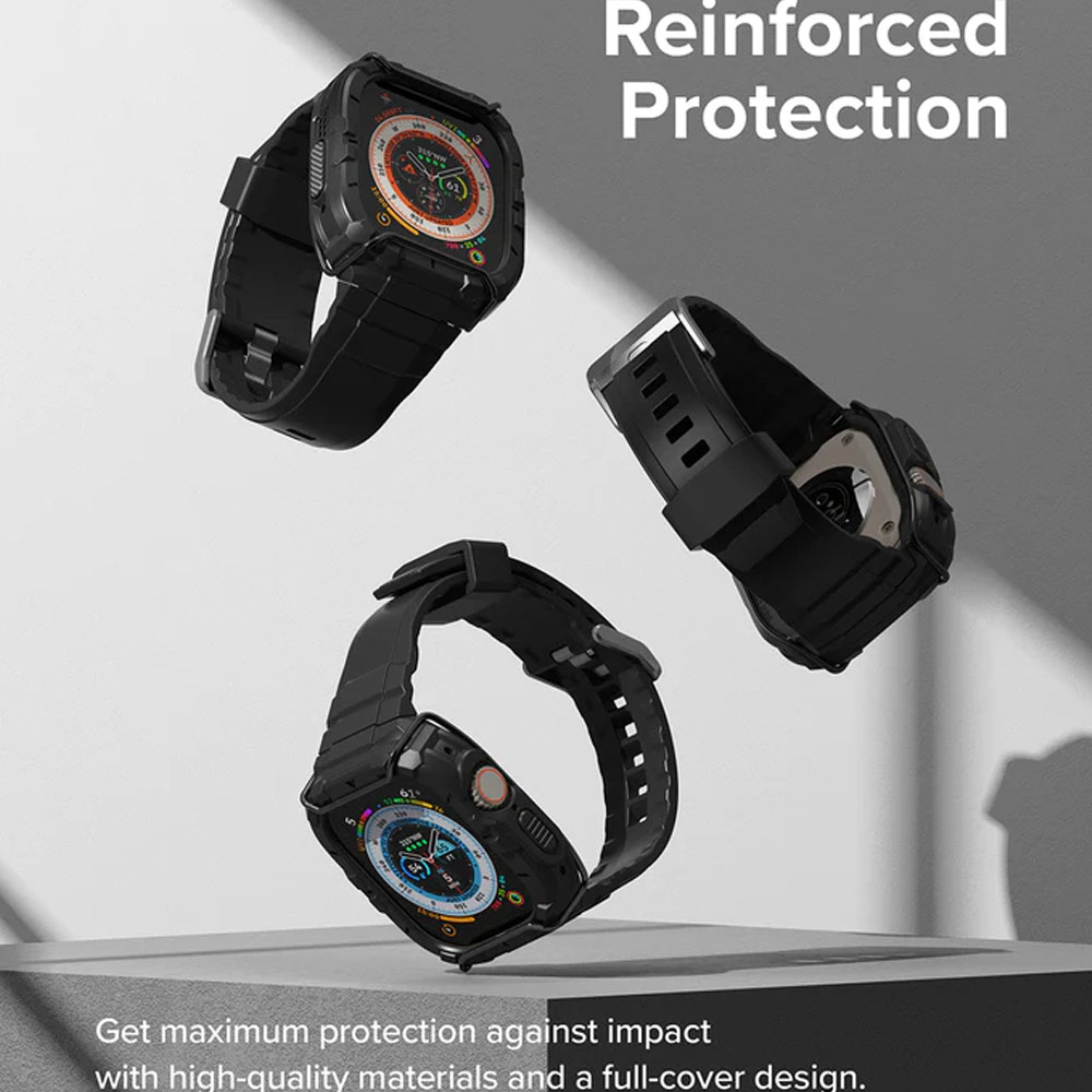 Picture of Apple Watch 49mm Ultra 3 Case | Ringke Fusion X Guard Protection Case Strap Band for Apple Watch Ultra 49mm (Black Index Wired)