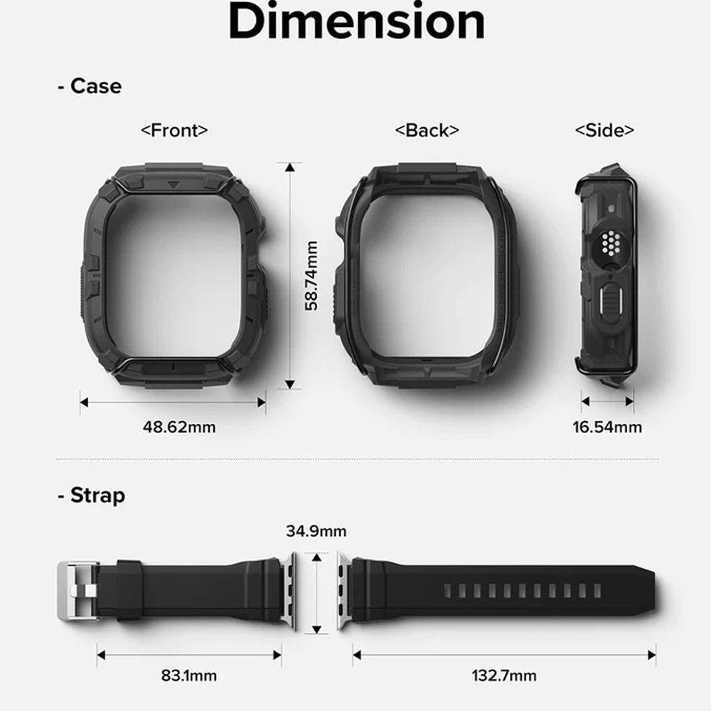 Picture of Apple Watch 49mm Ultra 3 Case | Ringke Fusion X Guard Protection Case Strap Band for Apple Watch Ultra 49mm (Black Index Wired)
