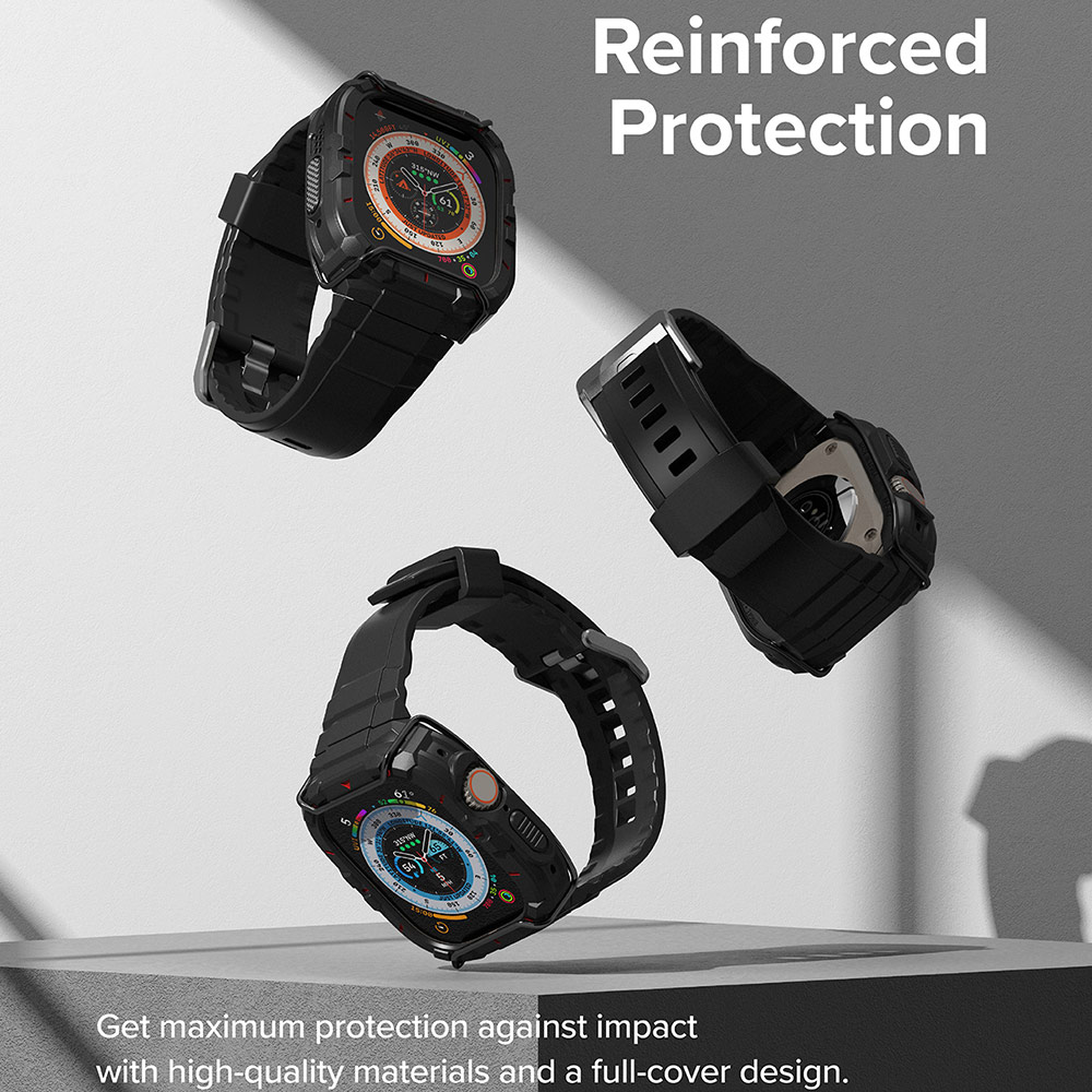 Picture of Apple Watch 49mm	Ultra Case | Ringke Fusion X Guard Protection Case Strap Band for Apple Watch Ultra 49mm (Black Red Index Wired)