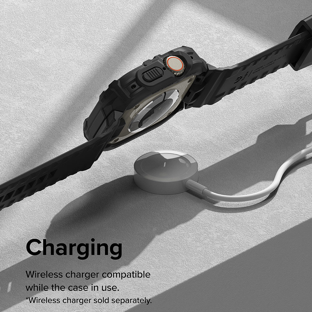 Picture of Apple Watch 49mm	Ultra Case | Ringke Fusion X Guard Protection Case Strap Band for Apple Watch Ultra 49mm (Black Red Index Wired)