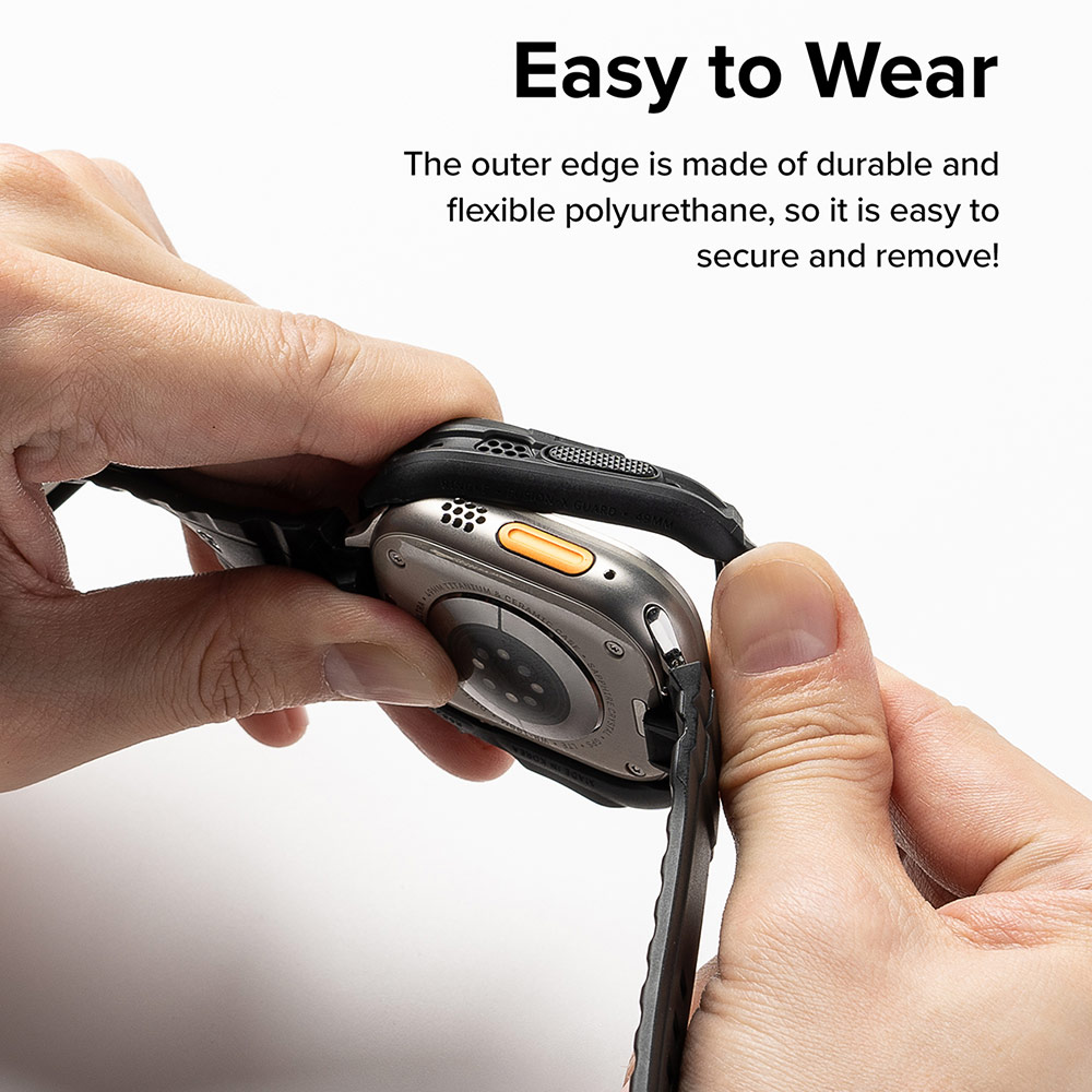 Picture of Apple Watch 49mm	Ultra Case | Ringke Fusion X Guard Protection Case Strap Band for Apple Watch Ultra 49mm (Black Red Index Wired)