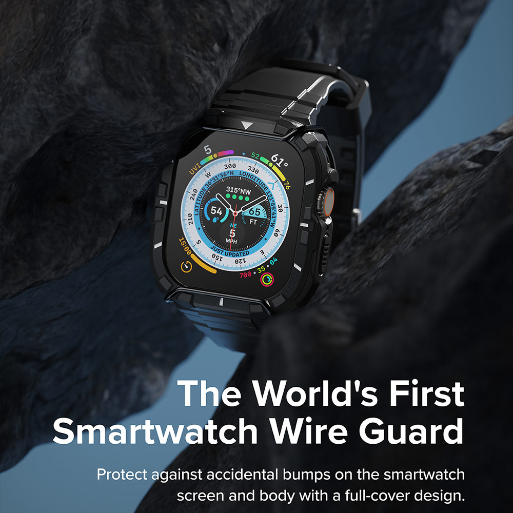 Picture of Apple Watch 49mm	Ultra 3 Case | Ringke Fusion X Guard Protection Case Strap Band for Apple Watch Ultra 49mm (Black White Index Wired)