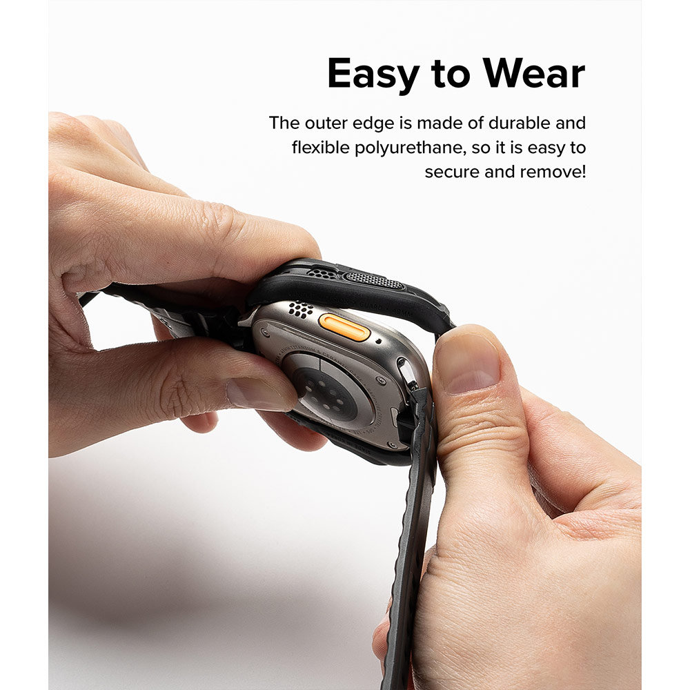 Picture of Apple Watch 49mm	Ultra 3 Case | Ringke Fusion X Guard Protection Case Strap Band for Apple Watch Ultra 49mm (White Black Index)