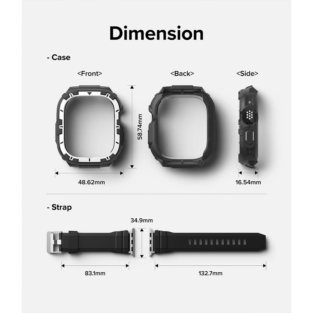 Picture of Apple Watch 49mm	Ultra 3 Case | Ringke Fusion X Guard Protection Case Strap Band for Apple Watch Ultra 49mm (White Black Index)