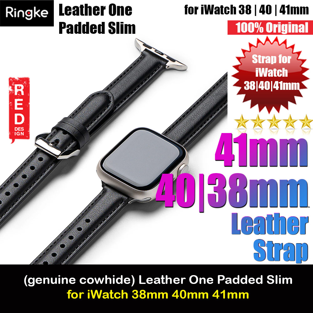 Picture of Ringke Genuine Leather One Slim Padded Strap for Apple Watch Series 4 5 6 8 9 41mm 40mm 38mm (Black) Apple Watch 38mm- Apple Watch 38mm Cases, Apple Watch 38mm Covers, iPad Cases and a wide selection of Apple Watch 38mm Accessories in Malaysia, Sabah, Sarawak and Singapore 