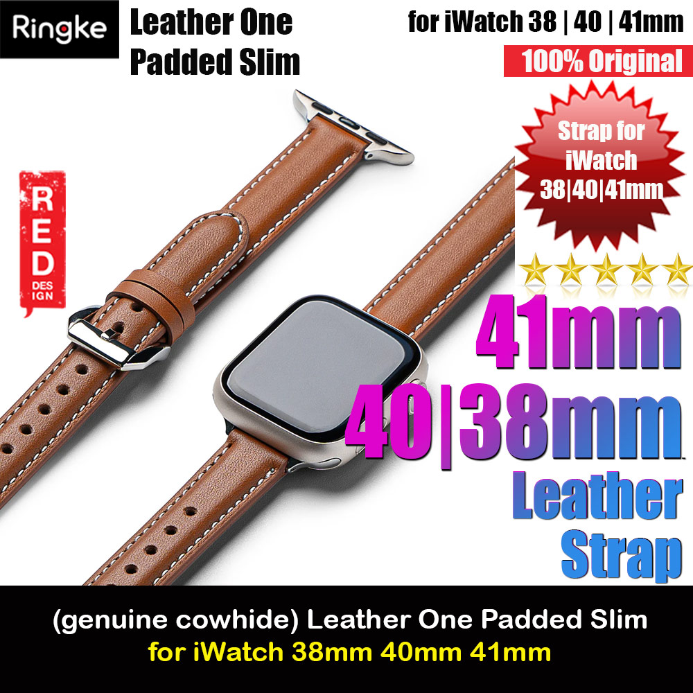 Picture of Ringke Genuine Leather One Slim Padded Strap for Apple Watch Series 4 5 6 8 9 41mm 40mm 38mm (Brown) Apple Watch 38mm- Apple Watch 38mm Cases, Apple Watch 38mm Covers, iPad Cases and a wide selection of Apple Watch 38mm Accessories in Malaysia, Sabah, Sarawak and Singapore 