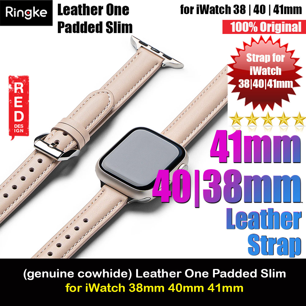 Picture of Ringke Genuine Leather One Slim Padded Strap for Apple Watch Series 4 5 6 8 9 41mm 40mm 38mm (Pink) Apple Watch 38mm- Apple Watch 38mm Cases, Apple Watch 38mm Covers, iPad Cases and a wide selection of Apple Watch 38mm Accessories in Malaysia, Sabah, Sarawak and Singapore 