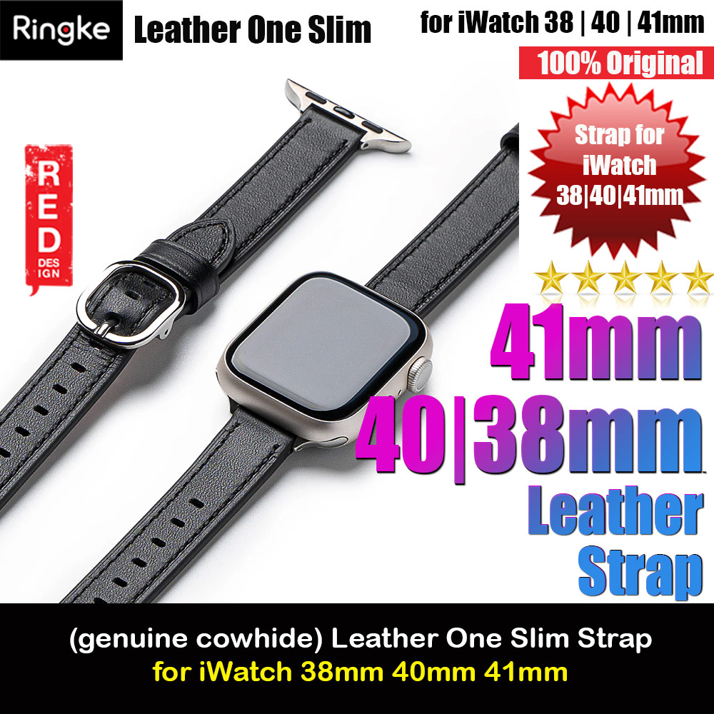 Picture of Ringke Genuine Leather One Slim Strap for Apple Watch Series 4 5 6 8 9 41mm 40mm 38mm (Black) Apple Watch 38mm- Apple Watch 38mm Cases, Apple Watch 38mm Covers, iPad Cases and a wide selection of Apple Watch 38mm Accessories in Malaysia, Sabah, Sarawak and Singapore 