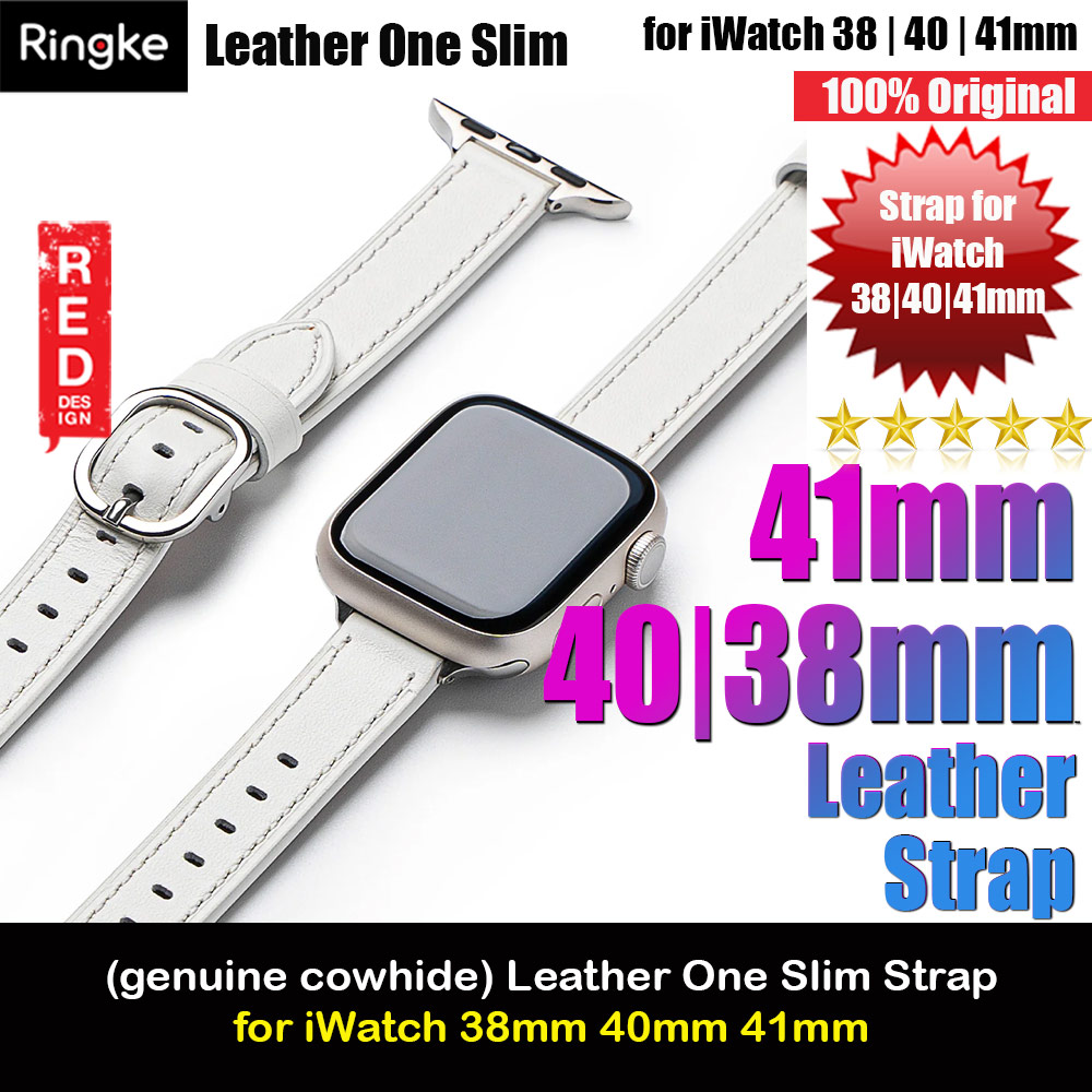 Picture of Ringke Genuine Leather One Slim Strap for Apple Watch Series 4 5 6 8 9 41mm 40mm 38mm (White) Apple Watch 38mm- Apple Watch 38mm Cases, Apple Watch 38mm Covers, iPad Cases and a wide selection of Apple Watch 38mm Accessories in Malaysia, Sabah, Sarawak and Singapore 