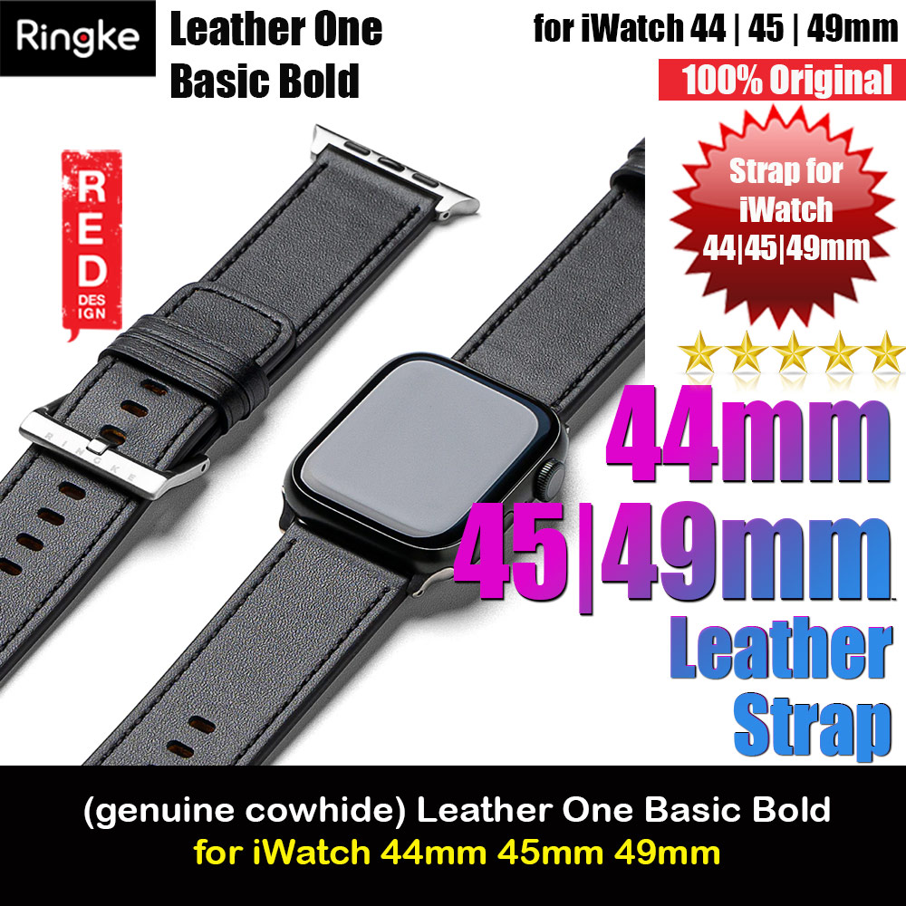 Picture of Ringke Genuine Leather One Basic Bold Strap for Apple Watch Series 4 5 6 8 9 42mm 44mm 45mm Ultra 49mm (Black) Apple Watch 42mm- Apple Watch 42mm Cases, Apple Watch 42mm Covers, iPad Cases and a wide selection of Apple Watch 42mm Accessories in Malaysia, Sabah, Sarawak and Singapore 