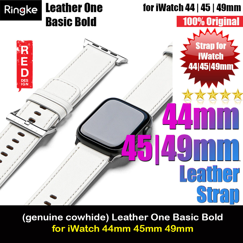 Picture of Ringke Genuine Leather One Basic Bold Strap for Apple Watch Series 4 5 6 8 9 42mm 44mm 45mm Ultra 49mm (White) Apple Watch 42mm- Apple Watch 42mm Cases, Apple Watch 42mm Covers, iPad Cases and a wide selection of Apple Watch 42mm Accessories in Malaysia, Sabah, Sarawak and Singapore 