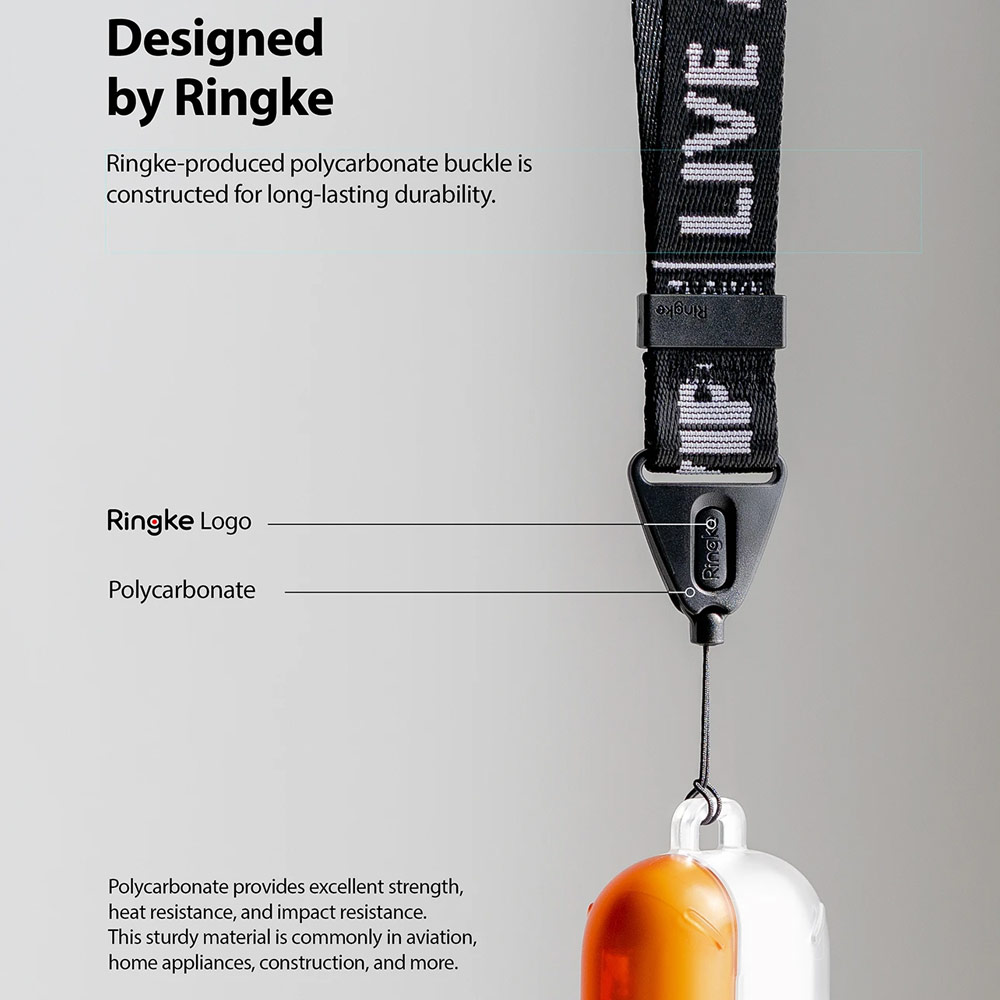 Picture of Ringke Hand Strap Smartphone Case Strap Camera Strap Key Ring Strap Airpods Pro Strap (Lettering Ticket Band 2 Black)