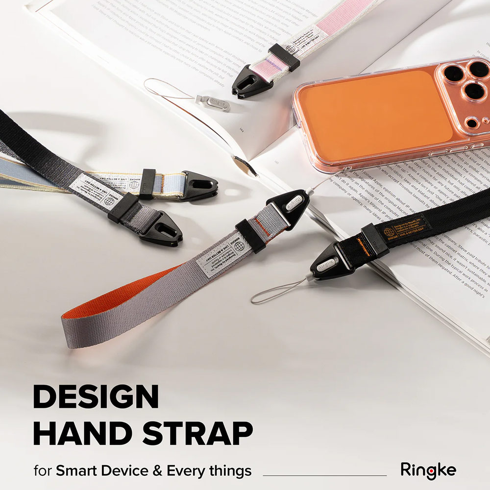 Picture of Ringke High density polyester wrist hand strap for Perfect for daily use traveling hiking smartphone  Portable Handheld Fan Strap (Stripe Pink)